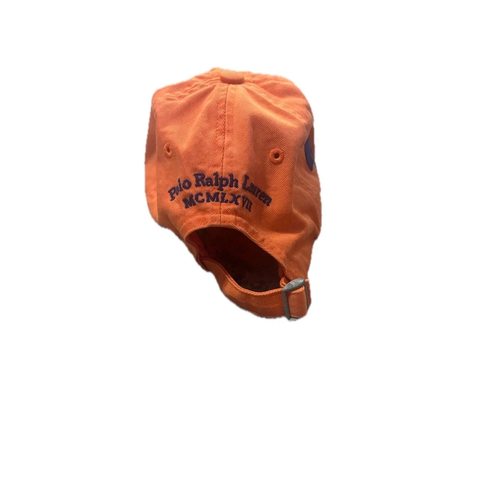 Polo Ralph Lauren Kids Orange Big Pony Baseball Cap Hat Size 4-7 Purple Logo